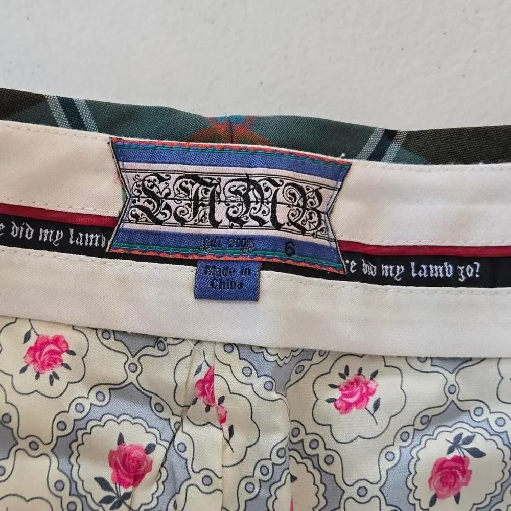 L.A.M.B. gwen stefani Womens plaid cropped pants shorts y2k 2000s 6